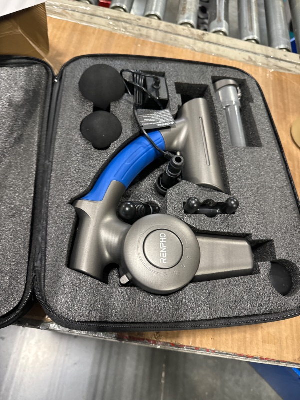 Photo 3 of ***FOR PARTS*** Renpho R4 Massage Gun with Adjustable Arm, Deep Tissue Massager Gun Easy to Massage Back , Professional Percussion Muscle Massage Gun for Athletes, Portable Electric Sport Massager with Carry Case