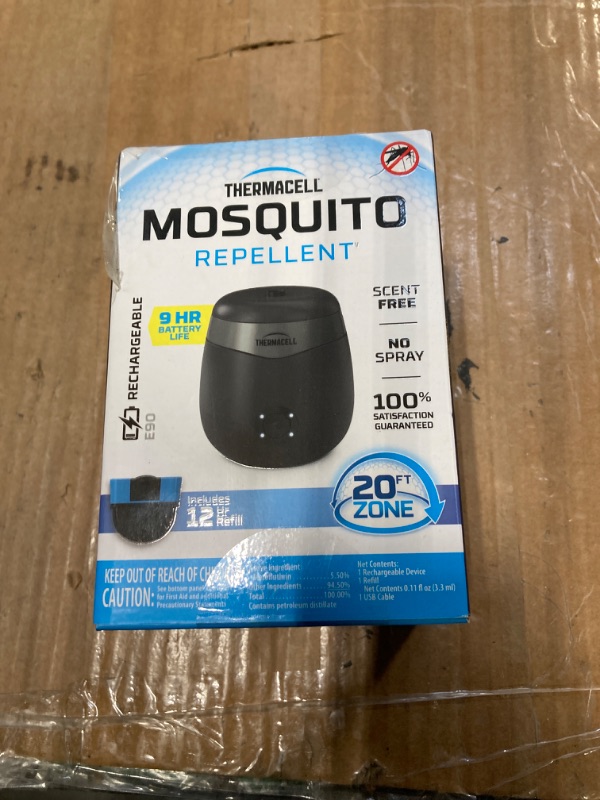 Photo 2 of *** MISSING PARTS *** Thermacell Patio Shield E90 Mosquito Repellent E-Series Rechargeable Repeller; 20' Mosquito Protection Zone; Includes 12-Hour Repellent Refill; No Spray, Flame or Scent; Bug Spray Alternative