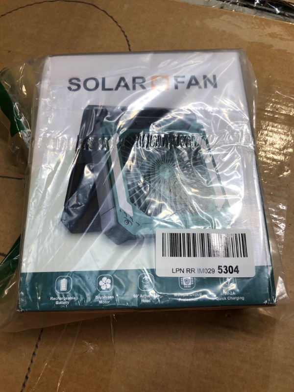 Photo 2 of 20000mAh Solar Battery Operated Fan for Camping, 3 Speeds Folding Timable Rechargeable Desk Fan with LED & SOS Strobe Light, Hangable USB Charger Port Camping Fan Power Bank for Home Office Travel