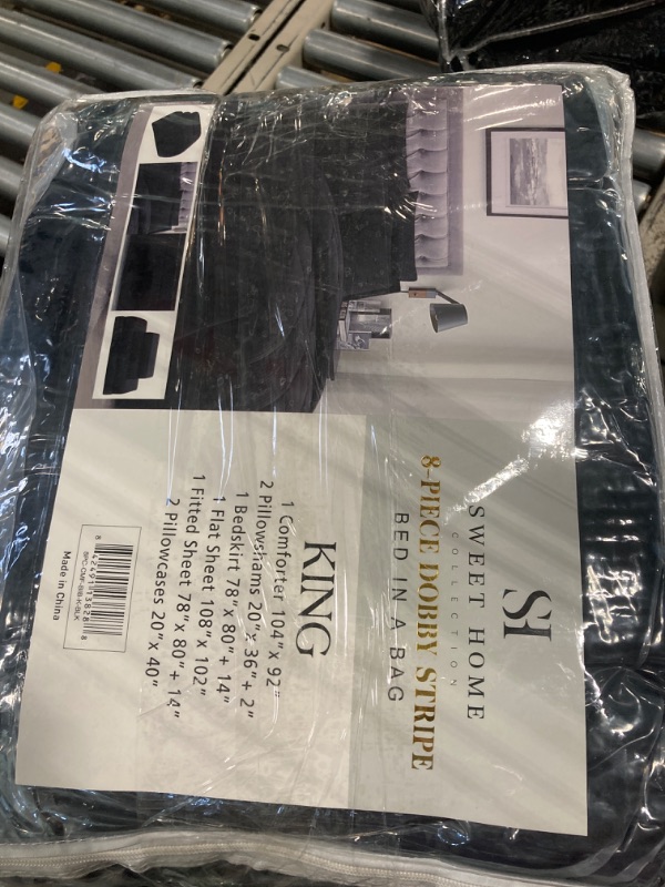 Photo 1 of **** 2 PACK***King Size Comforter Set 8 Piece Bed in a Bag with Bed Skirt, Fitted Sheet, Flat Sheet, 2 Pillowcases, 2 Pillow Shams, King, Dobby Black