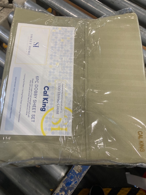 Photo 1 of ***2 PACK**Cal King Size Bed Sheets - 6 Piece 1500 Supreme Collection Fine Brushed Microfiber Deep Pocket California King Sheet Set Bedding - 2 Extra Pillow Cases, Great Value, California King, Dobby Sage