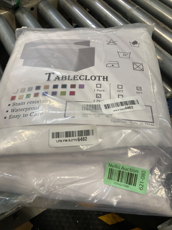 Photo 1 of *** WHITE**Hstbgdlk 2 Pack Fitted White Table Covers for 6 Foot Rectangle Tables - Water Resistant Washable Fabric Polyester Table Clothes Protector for Wedding, Trade Shows, 72L x 30W x 30H Inches,6ft 