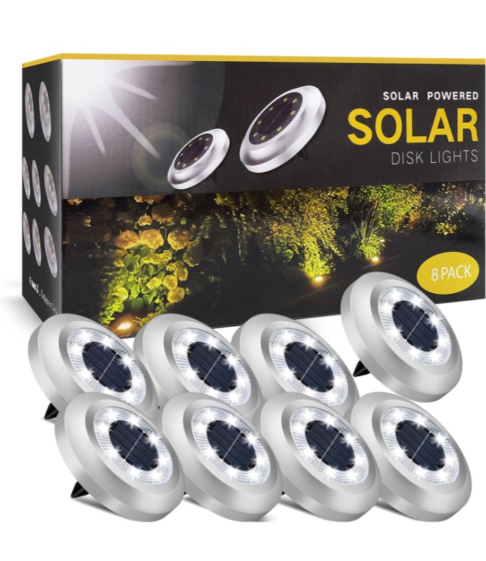 Photo 1 of  Outdoor Lights 8 Packs, Garden Solar Lights Outdoor Waterproof Solar Pathway Lights Bright In-Ground Lights Outdoor Lighting Decor, Garden Decorations.Bright White