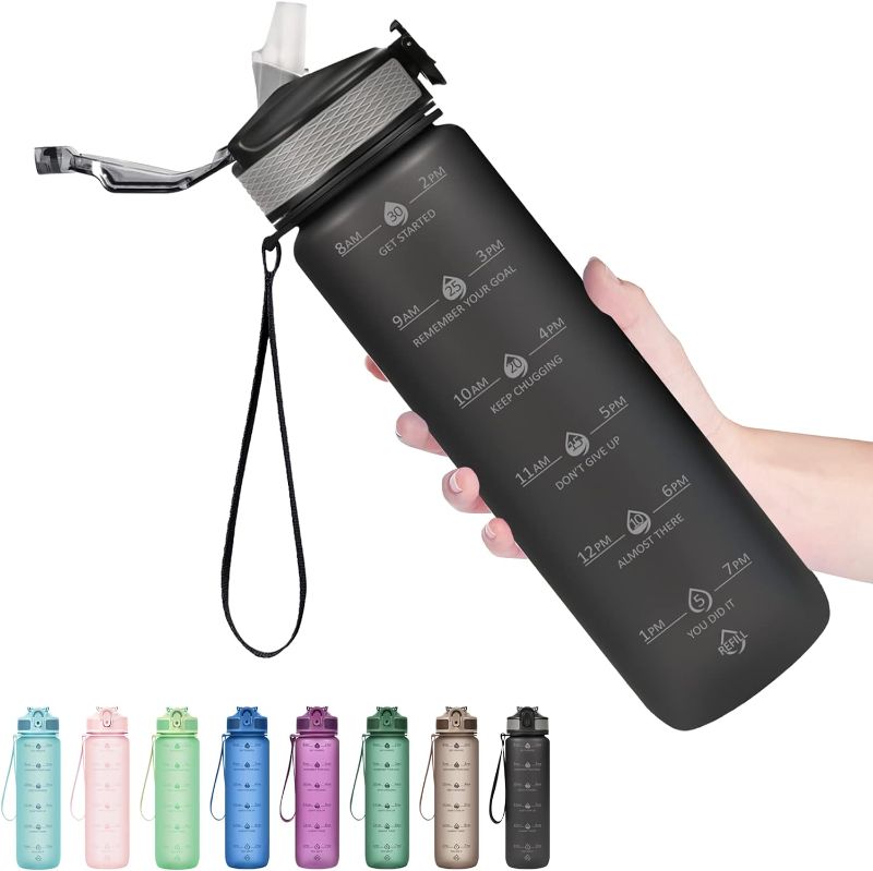 Photo 1 of 
Hyeta 32oz Water Bottles with Straw - Stay Motivated and Hydrated with Convenient Times to Drink Markings, Durable, Leak-proof