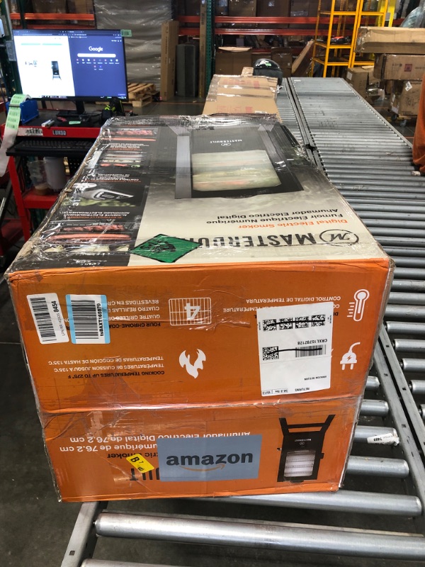 Photo 1 of Masterbuilt® 30-inch Digital Electric Vertical BBQ Smoker with Leg Kit, Side Wood Chip Loader and 710 Cooking Square Inches in Black, Model MB20070421 30" Smoker w/ Window & Legs