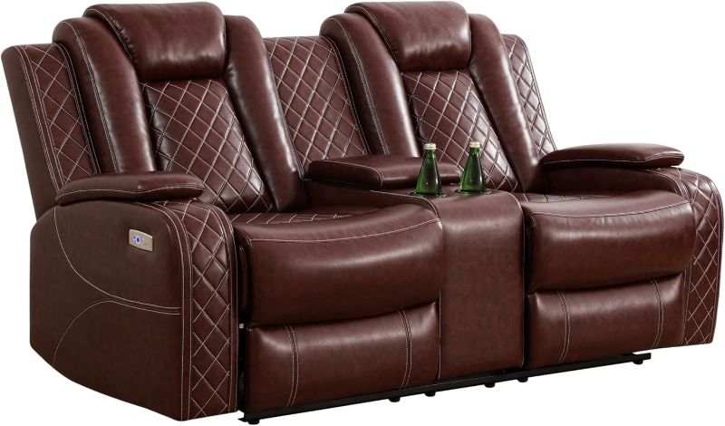 Photo 1 of *** DOBLE CHAIR ****Plithzy Power Recliner Sofa Set with LED, Leather Reclining Sofa Set, Living Room Furniture Set with USB Charging