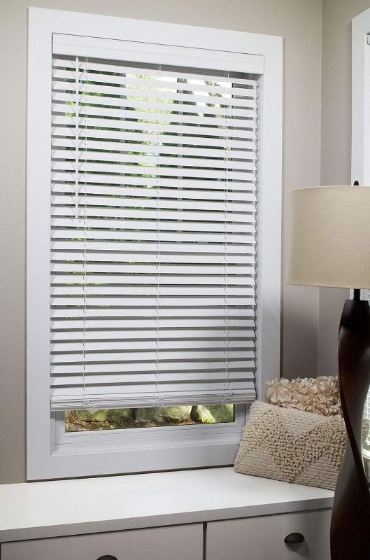 Photo 1 of 2 Inch Cordless Vinyl Faux Wood Blinds 67.5in x 64in