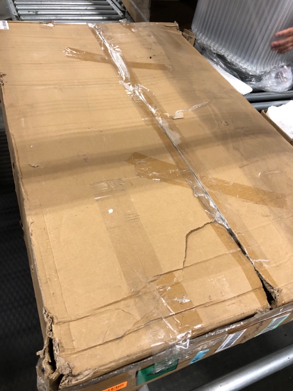 Photo 1 of Leconteur Computer Desk with Hutch, 47” Writing Study Table + Book and Storage Shelves, Space Saving Home Office Workstation, Brown