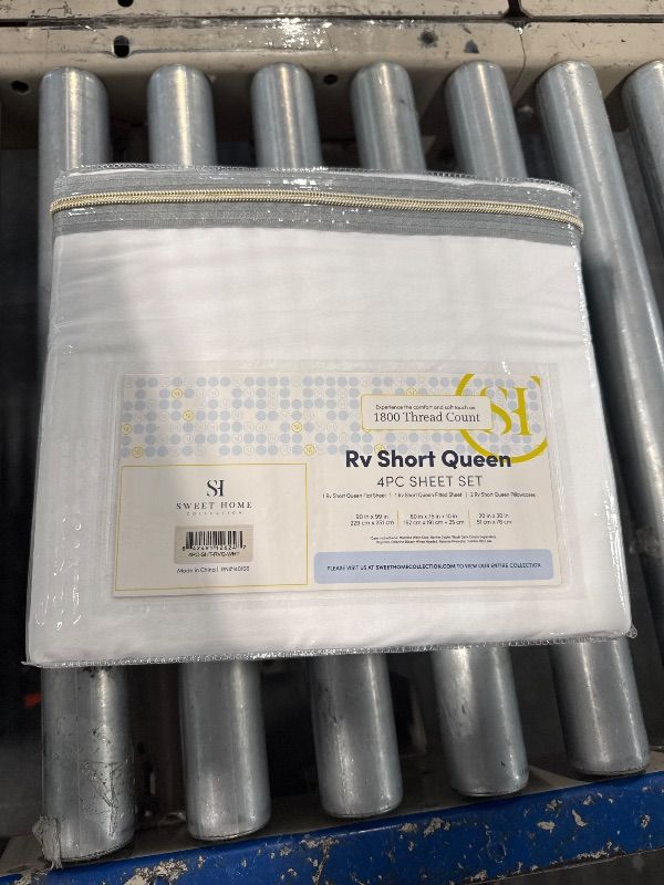 Photo 1 of 1800 Thread Count 4 Piece Deep Pocket Bedroom Bed Sheet Set RV Queen - White