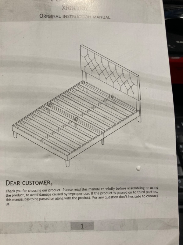 Photo 3 of  *** SIMILAR . COLOR WHITE *** ZINUS King Shalini Upholstered Platform Bed Frame with Headboard [New WonderBox(TM) Version], Wooden Slat Support, No Box Spring Needed, Easy Assembly, Eco Friendly Packaging,