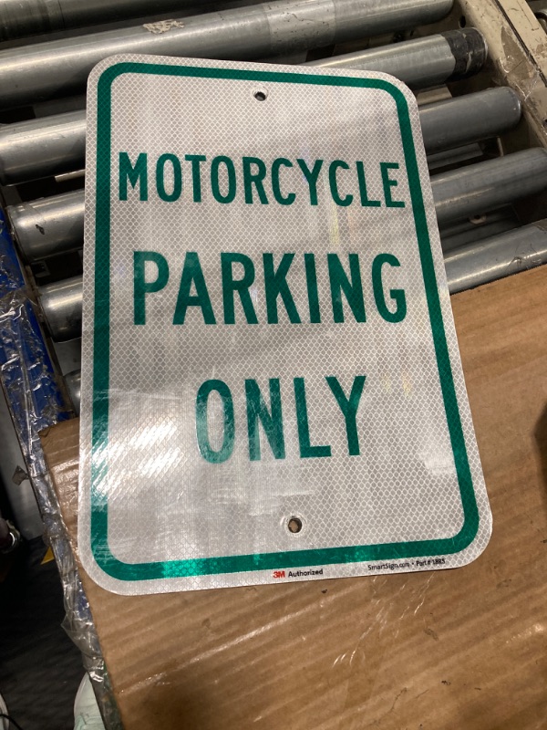 Photo 2 of "Motorcycle Parking Only" Sign By SmartSign | 12" x 18" 3M High Intensity Grade Reflective Aluminum