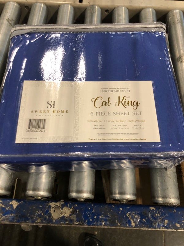 Photo 2 of           SET  2 Cal King Size Bed Sheets - 6 Piece 1500 Supreme Collection Fine Brushed Microfiber Deep Pocket California King Sheet Set Bedding - 2 Extra Pillow Cases