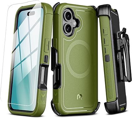 Photo 1 of M MYBAT PRO Maverick Series iPhone 16 Pro Case with Belt Clip Holster,[Compatible with Magsafe] w/Screen Protector,Anti-Drop,Shockproof,with 360°Rotating Kickstand,Heavy Duty Protection Blue