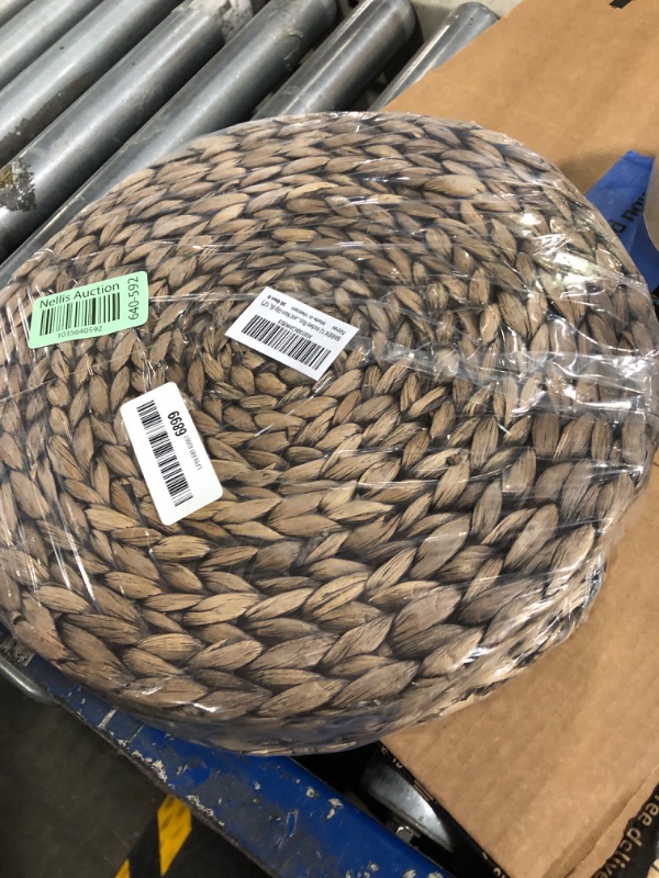 Photo 1 of (4 Sizes: 12"-13"-14"-15") BARIEN Rustic Woven Placemats Round Set of 6, Natural Water Hyacinth Weave Placemat for Dining Table, Large Handmade Woven Placemats Heat Resistant Non-Slip (12" - Set of 6)