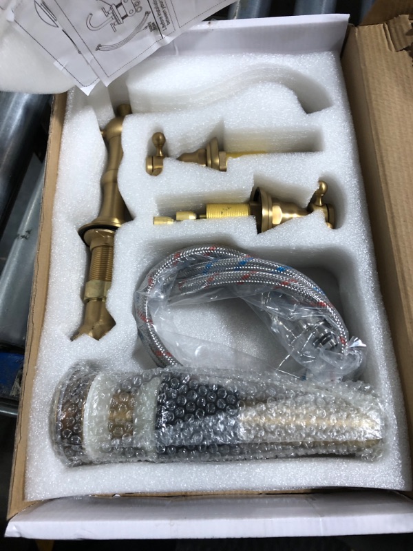 Photo 1 of ***USED***GGStudy 2 Handles 3 Holes Faucet Widespread Bathroom Sink Faucet Antique Brass Basin Tap Mixer Supply Hose Included Matching Metal Pop Up Drain