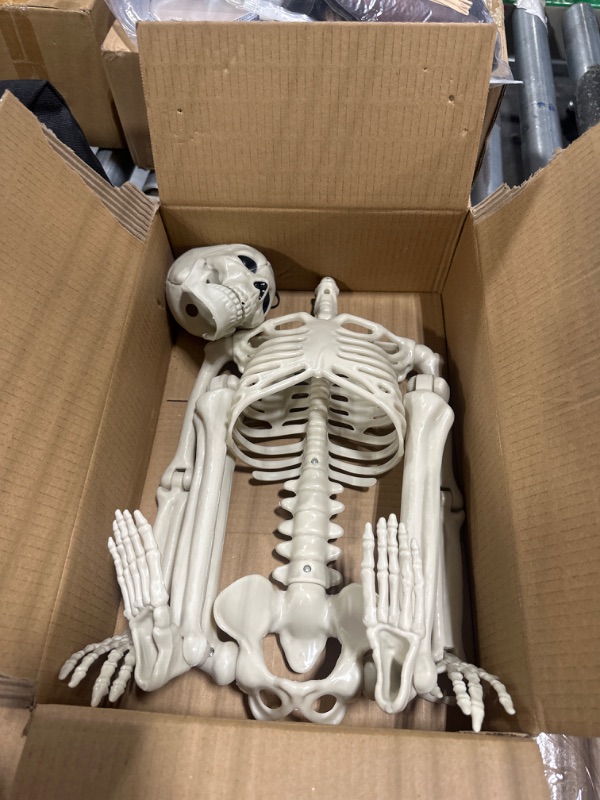 Photo 2 of ***Hand on skeleton is broken*** Halloween Skeleton Decorations,36" Posable Human Skeleton Decorations for Halloween Party Decor, Haunted House Props Indoor Outdoor Decoration(White, 36 inch)