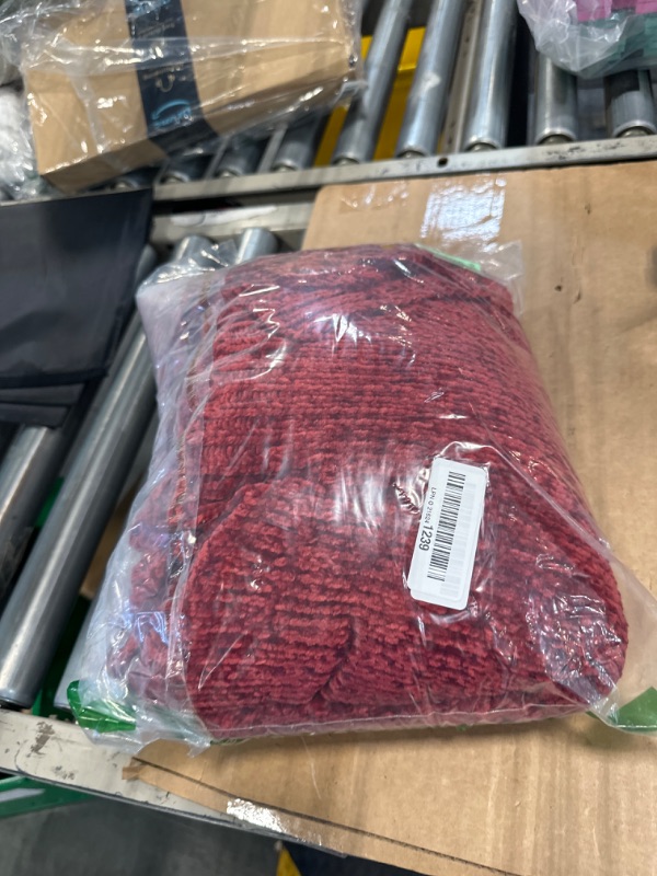 Photo 1 of BATTILO HOME Christmas Red Throw Blanket for Couch, Chenille Knit Blanket for Sofa, Chair, Christmas Decor, Super Soft Blanket, 51"x67"