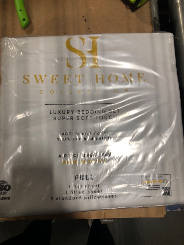 Photo 2 of *** 3 packs ****Full Size Sheets 100% Cotton Made in Egypt Soft 400 Thread Count for Full Size Bed Mattress, 4 Pieces Bedding Sheets & Pillowcases Sets, Full, Silver