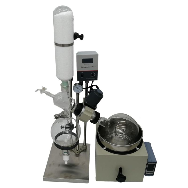 Photo 1 of 5L 110V Manual Lifting Rotary Evaporator RE-501 Lab Rotary Vacuum Evaporator with Water Bath Lab Condenser with Vacuum Gauge 10-120rpm Speed Lab Evaporation Equipment