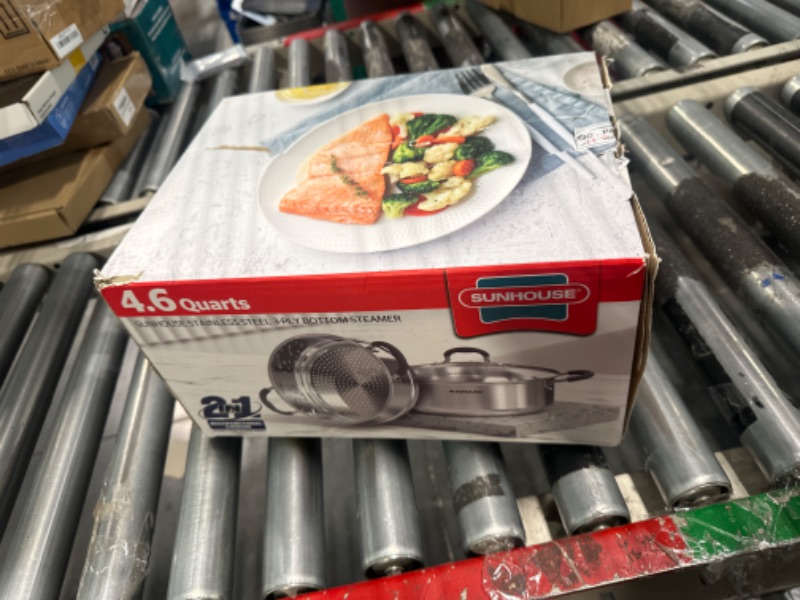 Photo 1 of [2024 New Version] SUNHOUSE 4.6 Quart Steamer Pots With Lid 2-Tier Multipurpose Stainless Steel Steaming Pot Cookware For Vegetable, Dumpling, Sauce, Food - Triple Bottom, Measurement Line