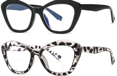 Photo 1 of Bifocal Reading Glasses for Women Blue Light Blocking Computer Reader With Clear Top Oversized Cat Eye Frame No Line Large Stylish ladies Eyeglasses 3Pack +1.50