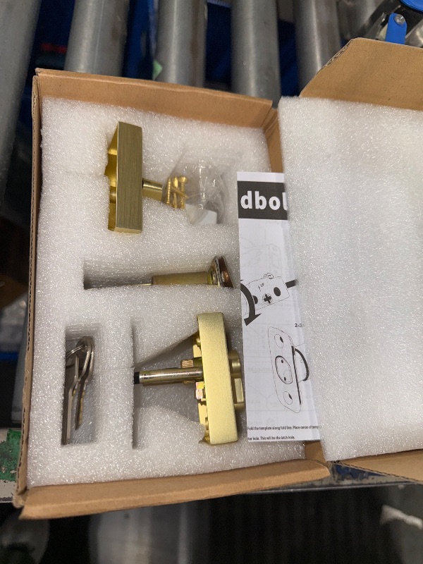 Photo 3 of **SALE FOR PARTS/ NO RETURNS** HIEMEY Gold Door Knob with Deadbolt, Satin Brass Door Knob and Single Cylinder Deadbolt Lock Set