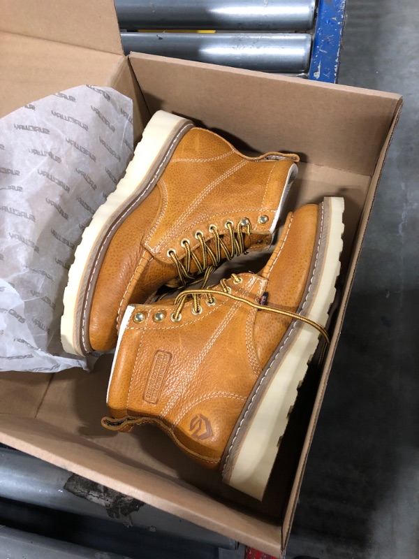 Photo 3 of ***USED***SUREWAY 6” Wedge Moc Toe Work Boots for Men - Soft Toe, Premium Full-Grain Leather, Lightweight Work Boots/Shoes, Comfort Insole, Superior Oil/Slip Resistant, Real Goodyear, EH Rated Industrial - Size 7.5