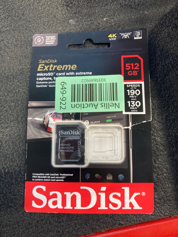 Photo 2 of *****ONLY ADAPTER/NO SD CARD*****SanDisk 512GB Extreme microSDXC UHS-I Memory Card with Adapter - Up to 190MB/s