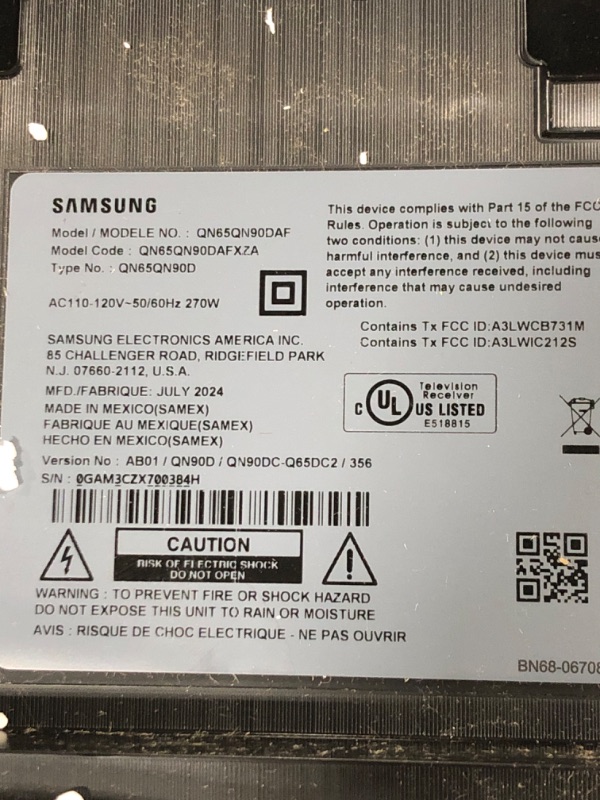 Photo 5 of ***used/some damage see photo***SAMSUNG 65-Inch Class QLED 4K QN90D Series Neo Quantum HDR+ Smart TV w/Dolby Atmos, Object Tracking Sound+, Motion Xcelerator, Real Depth Enhancer Pro, Alexa Built-in (QN65QN90D, 2024 Model)