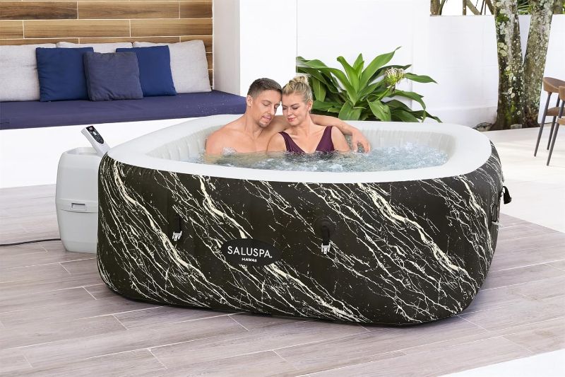 Photo 1 of **USED****UNABLE TO TEST****MISSING PARTS**
 Bestway SaluSpa Hawaii EnergySense Smart Luxe AirJet Inflatable Hot Tub Spa (71" x 71" x 26") | Features LED Lights and App-Control | Fits Up to 4-6 Persons
