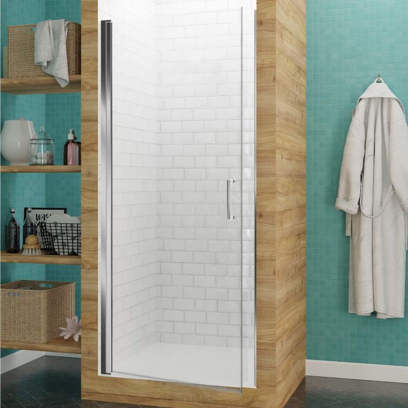 Photo 1 of ***SIMILAR*** Semi-Frameless Shower Door in Polished Chrome, Lancer Water Repellent Glass Shower Door with Seal Strip Parts and Handle 
