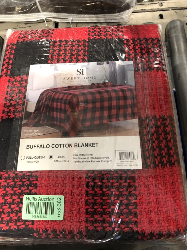 Photo 2 of 100% Cotton Blend Blanket, Luxury Breathable Buffalo Plaid Weave Design by Sweet Home Collection™