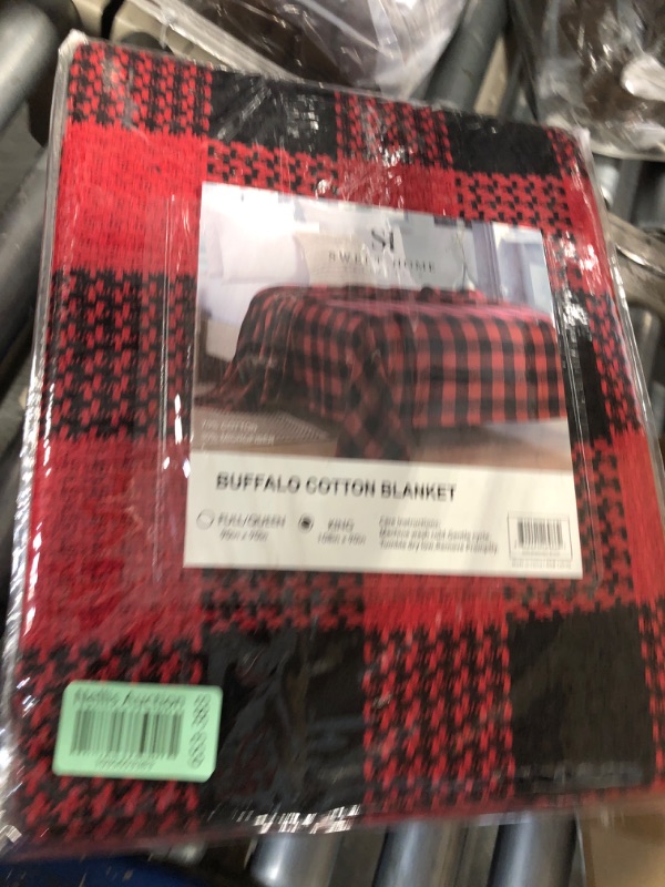 Photo 2 of 100% Cotton Blend Blanket, Luxury Breathable Buffalo Plaid Weave Design by Sweet Home Collection™