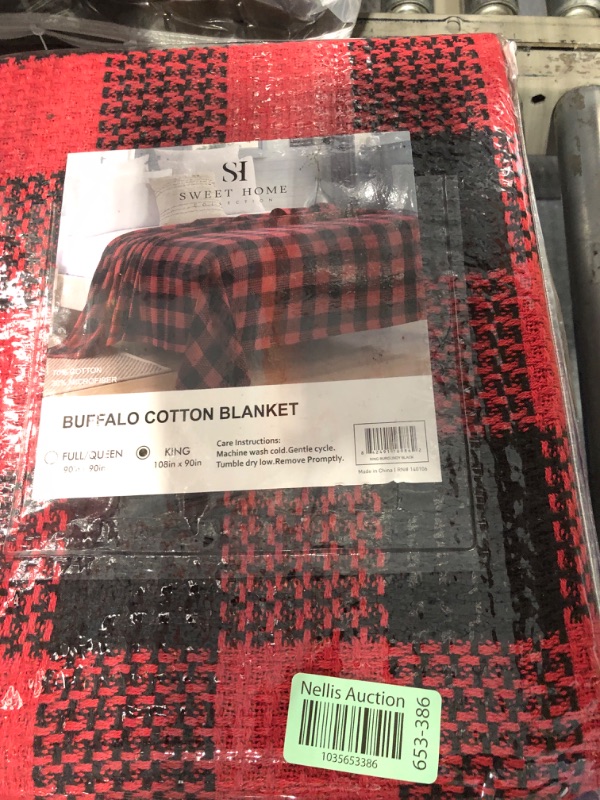 Photo 2 of 100% Cotton Blend Blanket, Luxury Breathable Buffalo Plaid Weave Design by Sweet Home Collection™