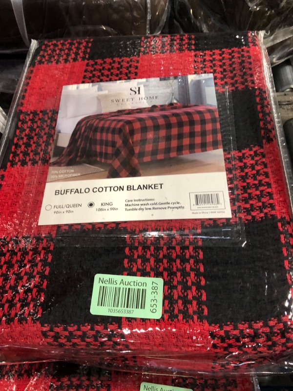 Photo 2 of 100% Cotton Blend Blanket, Luxury Breathable Buffalo Plaid Weave Design by Sweet Home Collection™