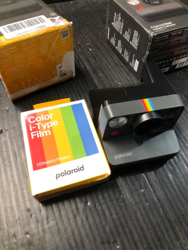 Photo 3 of (used) Polaroid Now 2nd Generation I-Type Instant Camera + Film Bundle - Now Black Camera + 16 Color Photos (6248)- Black