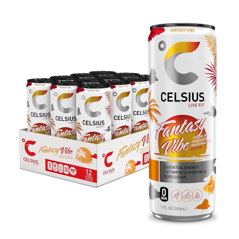 Photo 1 of ***NON REFUNDABLE, EXP 12/2024***
CELSIUS Sparkling Fantasy Vibe, Functional Essential Energy Drink, 12 Fl Oz (Pack of 12)