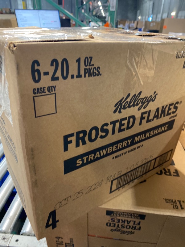 Photo 2 of ***(EXP:OCT 25 2024 )NONREFUNDABLE***Kellogg's Frosted Flakes Breakfast Cereal, Kids Cereal, Family Breakfast, Family Size, Strawberry Milkshake (6 Boxes)