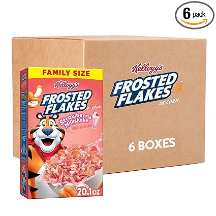 Photo 1 of ***(EXP:OCT 25 2024 )NONREFUNDABLE***Kellogg's Frosted Flakes Breakfast Cereal, Kids Cereal, Family Breakfast, Family Size, Strawberry Milkshake (6 Boxes)