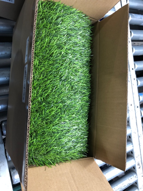 Photo 2 of (SEE NOTES) Artificial Grass Rug Outdoor Indoor 4FTX10FT Fake Grass Carpet Green Synthetic Grass Turf 1.38 Inch Realistic Faux Grass Rug with Drain Holes for Garden Lawn Landscape Balcony Home Decor
