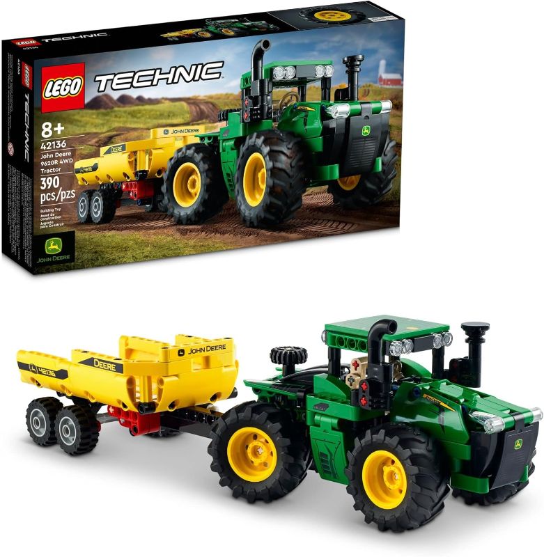 Photo 1 of ***FACTORY SEALED*** LEGO Technic John Deere 9620R 4WD Tractor Toy 42136 Building Toy - Collectible Model with Trailer, Featuring Realistic Details, Construction Farm Toy for Kids Ages 8+
