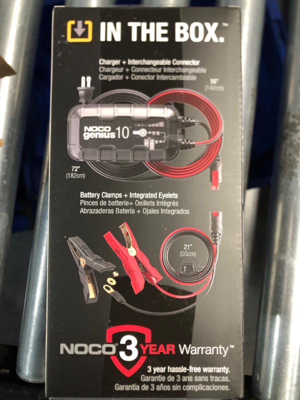 Photo 5 of ***FACTORY SEALED***NOCO GENIUS10, 10A Smart Car Battery Charger, 6V and 12V Automotive Charger, Battery Maintainer, Trickle Charger, Float Charger and Desulfator for Motorcycle, ATV, Lithium and Deep Cycle Batteries