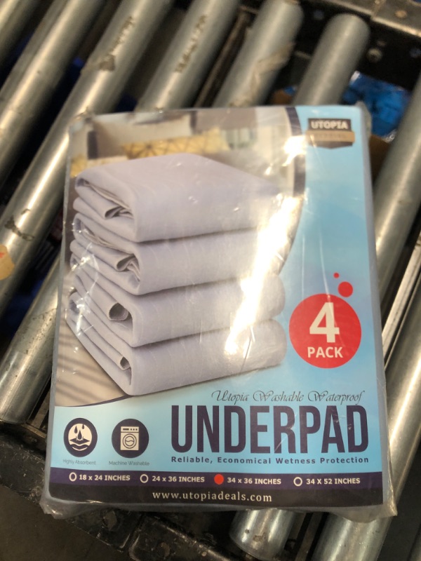 Photo 2 of ***FACTORY SEALED***Utopia Bedding Waterproof Incontinence Bed Pads 34 x 36 Inches (Pack of 4