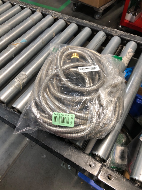 Photo 2 of **missing spray nozzle***Garden Hose 50 ft, Stainless Steel Water Hose with 10 Function Nozzle Flexible, Heavy Duty, Lightweight, No-Kink, Pet Proof, Puncture Proof Hose Metal for Yard, Outdoor