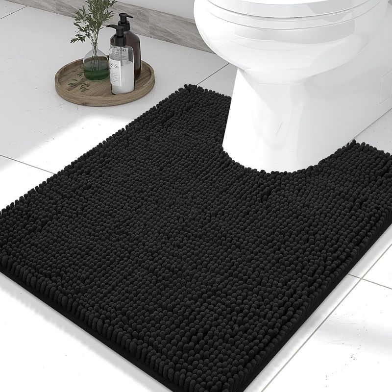 Photo 1 of  U-Shaped Toilet Bathroom Rugs, Soft Absorbent Non-Slip Contoured Rugs, Machine Washable Contour Bath Mats for Bathroom Toilet