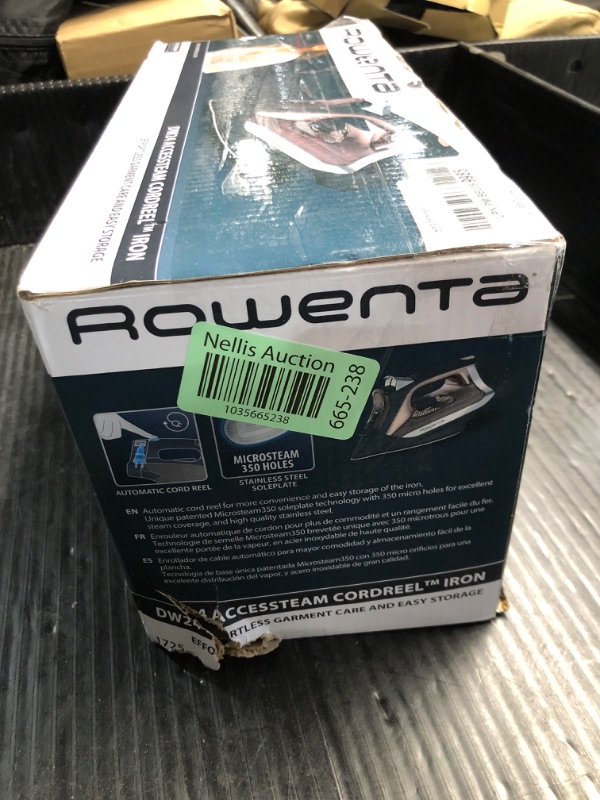 Photo 2 of ***MISSING WATER LID***

Rowenta, Iron, Access Stainless Steel Soleplate Steam Iron with Retractable Cord, Powerful Steam Diffusion, Auto-Off, Anti-Drip, 1725 Watts, Ironing, Black Clothes Iron, DW2459