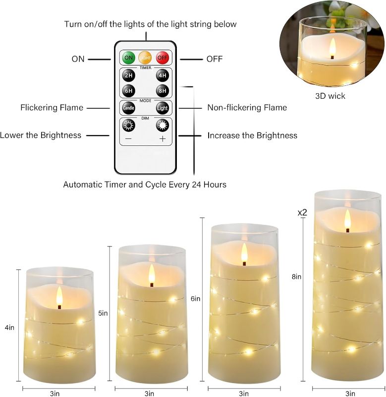 Photo 1 of (READ FULL POST) Flameless Candles,with Embedded Star String, Battery Operated Candles Flickering LED Pillar Candles with Remote Control and Timer, Home Decoration Add a Warm and Romantic Atmosphere?Set of 7 (Ivory)