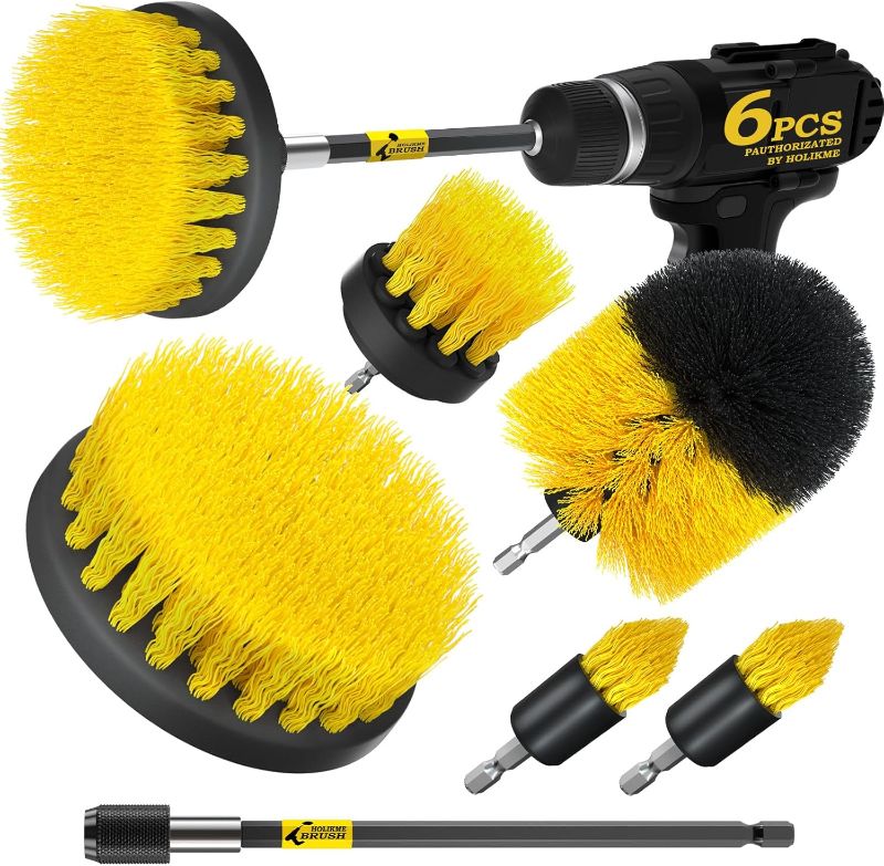 Photo 1 of 
Holikme 6Pack Cleaning Brush Power Scrubber Cleaning Brush Extended Long Attachment Set All Purpose Scrub Brushes Kit for Grout, Floor, Tub, Shower, Tile,