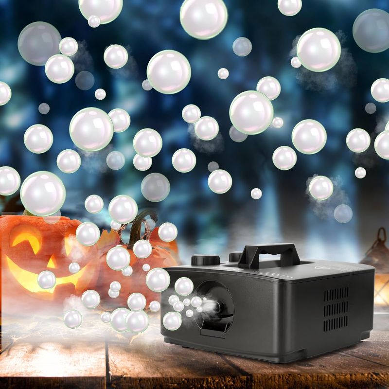 Photo 1 of (READ FULL POST) blessny 2-in-1 Fog Bubble Machine, Smoke Bubble Maker for Stage Halloween Christmas Birthday Party Wedding, 8000+ Fog Filled Bubble Per Minute, 250W (Black)