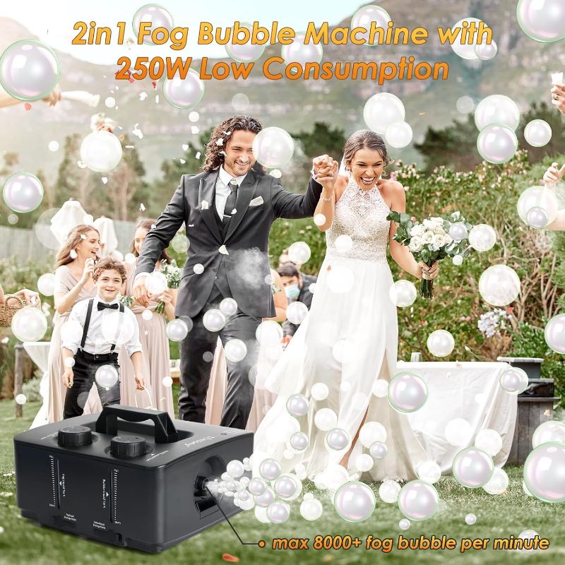 Photo 4 of (READ FULL POST) blessny 2-in-1 Fog Bubble Machine, Smoke Bubble Maker for Stage Halloween Christmas Birthday Party Wedding, 8000+ Fog Filled Bubble Per Minute, 250W (Black)